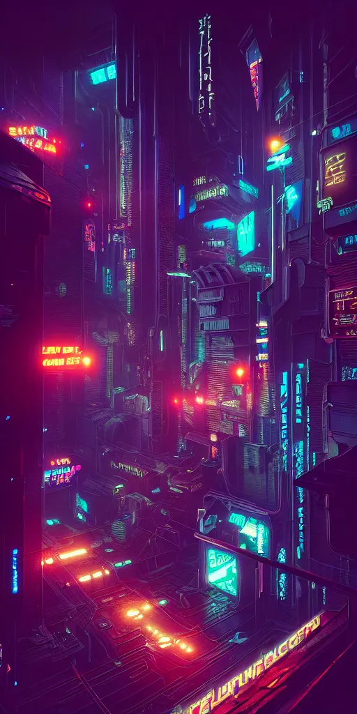 Image similar to epic cyberpunk arcade city : : blade runner, james guilleard, beeple, laurie greasley, dan mcpharlin : : ornate, dynamic, particulate, rich colors, intricate, elegant, highly detailed, centered, artstation, smooth, sharp focus, octane render, 3 d