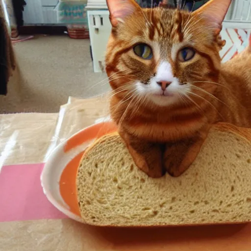 Image similar to a cat made of bread