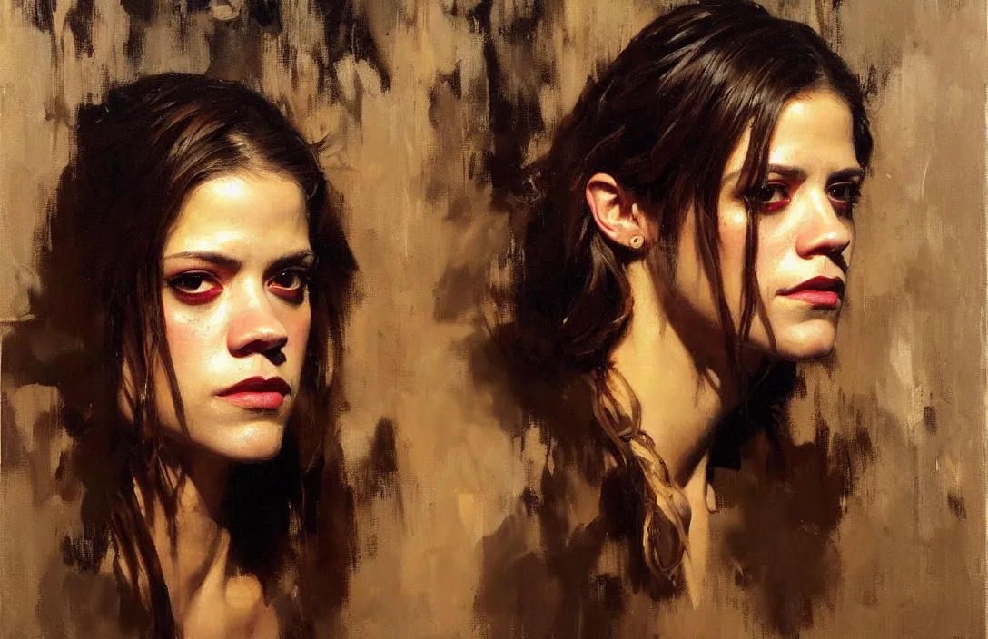 Prompt: portrait of lyndsy fonseca!!!!!!!!!!!!!!!!!!!!!!!!!!!, detailed face, detailed painting, epic lighting, by ilya repin, phil hale and kent williams