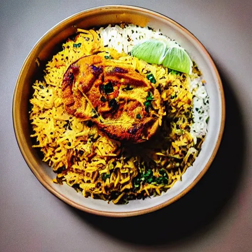 Image similar to high resolution photo of biryani, michelin star, very tasty, food photography, instagram, trending