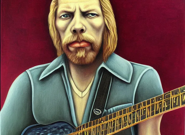 Image similar to duane allman, an ultrafine detailed painting by mark ryden, trending on deviantart, pop surrealism, whimsical, lowbrow, grotesque