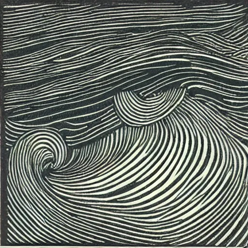 Prompt: crashing ocean wave, thin long fine lines, ultra detailed, woodblock print