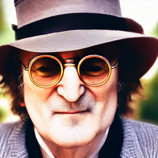 Prompt: john lennon singer at age 9 0 years old, color ( sony a 7 r iv, symmetric balance, polarizing filter, photolab, lightroom, 4 k, dolby vision, photography award ), vogue, perfect face