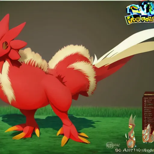 Prompt: a pokemon that looks like a Rooster. A Rooster pokemon. The body consists of coconuts,Trending on art station. Unreal engine.