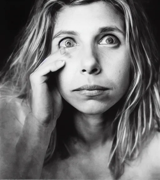 Image similar to award winning photo of Sarah Chalke, symmetrical face by Sally Mann