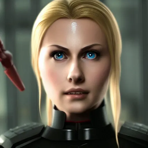 Image similar to saber from fate / zero in a hollywood live - action movie adaptation directed by christopher nolan, her hair tied back, played by a famous actress, a movie still, cinematic, 8 k, high resolution