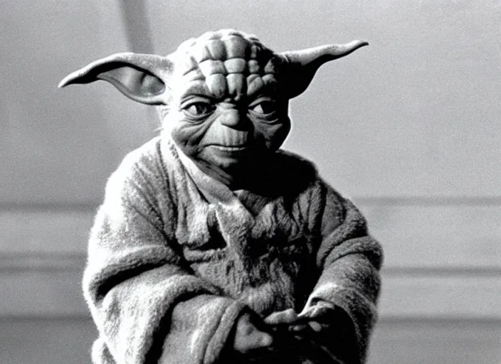 Prompt: film still of Danny Devito as Yoda in The Empire Strikes Back 1980