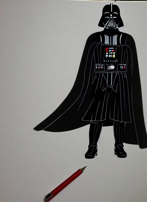 Image similar to a colored pen drawing of darth vader playing golf