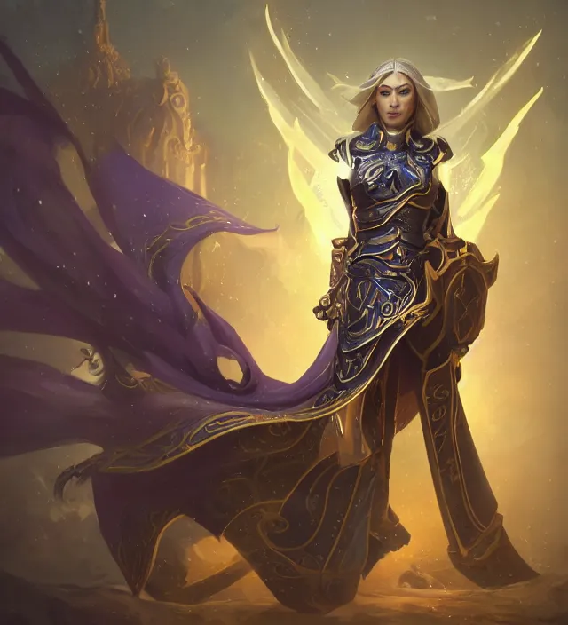 Image similar to Jaina Proudmore portrait, intricate arcane armor, glowing magical runes and esoteric symbols, subject in the middle of the frame, rule of thirds, golden ratio, elegant, digital painting, octane 4k render, zbrush, hyperrealistic, artstation, concept art, smooth, sharp focus, illustration from Warcraft by Ruan Jia and Mandy Jurgens and Artgerm and William-Adolphe Bouguerea