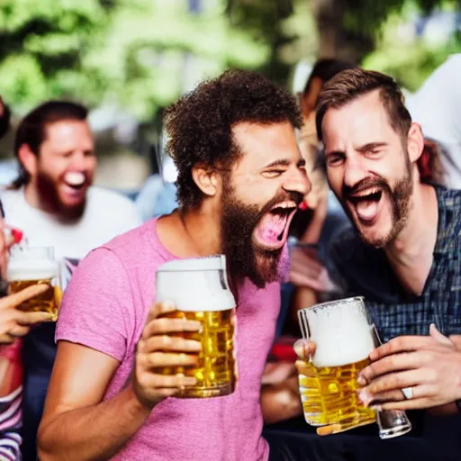 Prompt: people drinking beer, having fun