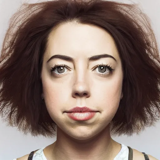 Prompt: a masterpiece portrait photo of a beautiful young woman who looks like a manic pixie dream girl mary aubrey plaza, symmetrical face