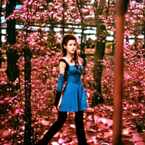 Prompt: photo of aerith from final fantasy vii, cinematic, cinestill 4 0 0 t film