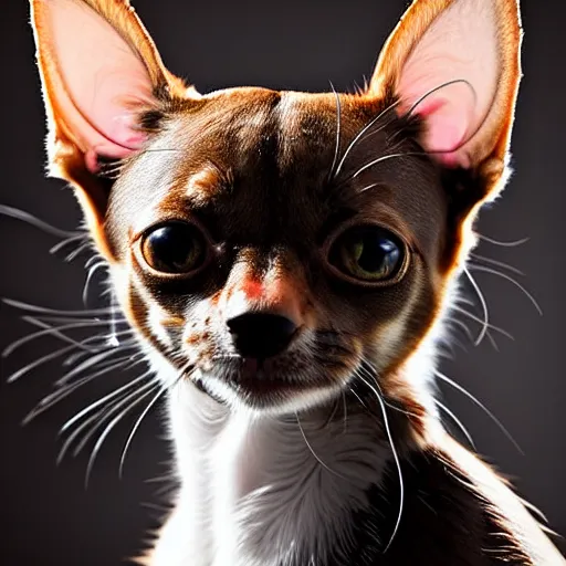 Image similar to a feline chihuahua - cat - hybrid, animal photography