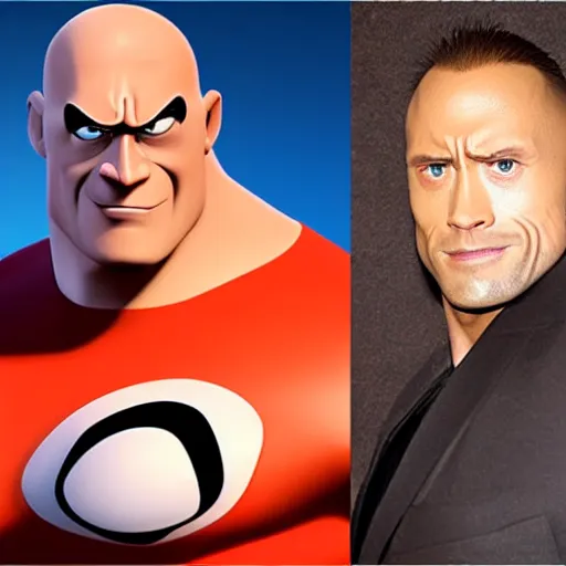 Prompt: Syndrome from the Incredibles, played by Dwayne Johnson