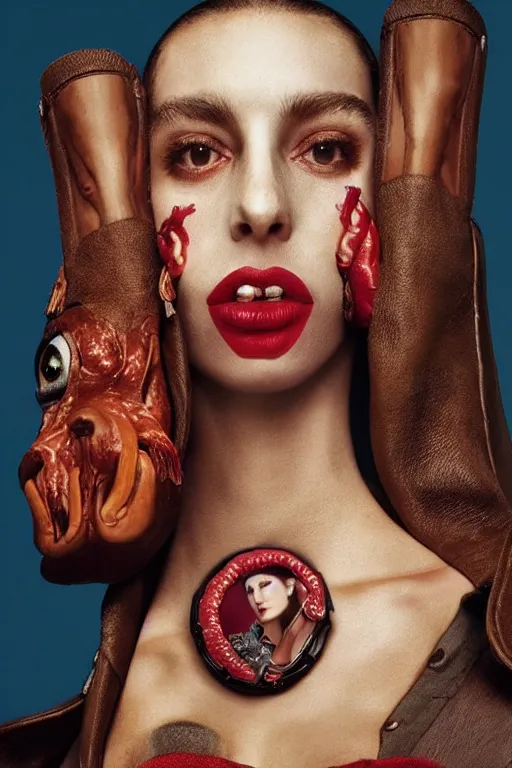 Image similar to dolce & gabbana campaign featuring jar jar binks as a female cowgirl, long eyeslashes, huge juicy lips, big seductive eyes, shot by mario testino, realistic vfx simulation