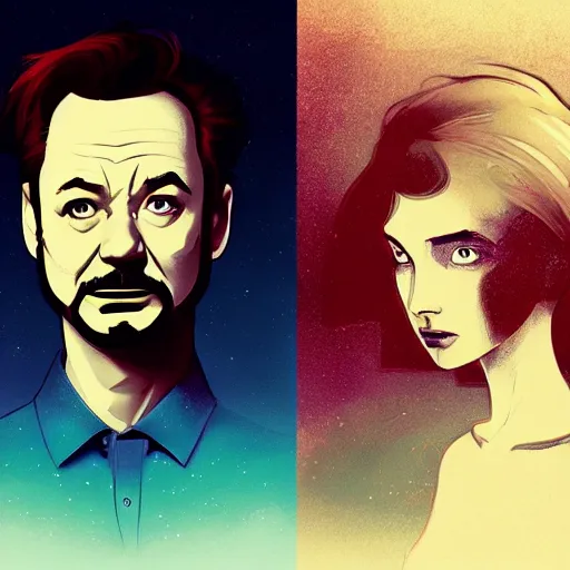 Prompt: Bill Murray as Tony Stark, ambient lighting, 4k, alphonse mucha, lois van baarle, ilya kuvshinov, rossdraws, artstation