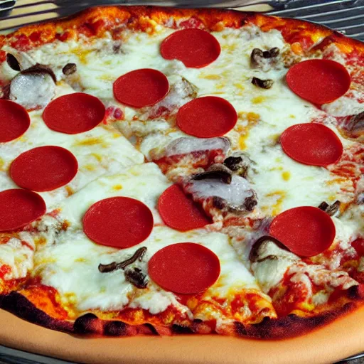 Image similar to high quality high detail happy pizza