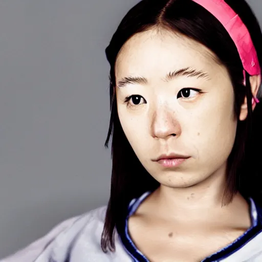 Prompt: photo of a young japanese woman in the style of martin schoeller