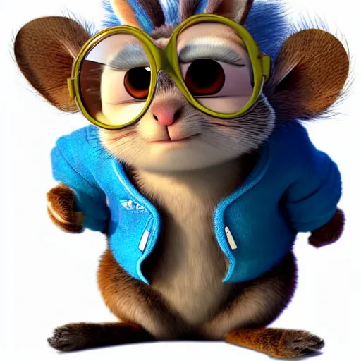 Prompt: very cute kid\'s film character anthropomorphic chinchilla, disney pixar Zootopia character concept artwork, 3d concept, detailed fur, chinchilla animal wearing glasses