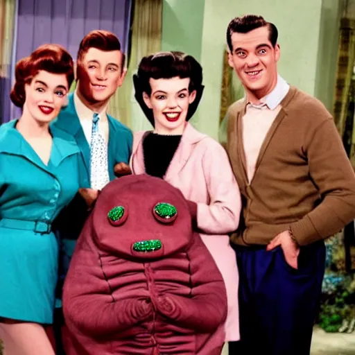 Prompt: 5 0 s family sitcom about giant tardigrades wearing clothes. no actual humans are on the show