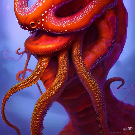 Image similar to Portrait of an Ilithid from dungeons and dragons, a creature with octopus face with tentacles instead of beard, mattepainting concept Blizzard pixar maya engine on stylized background splash comics global illumination lighting artstation lois van baarle, ilya kuvshinov, rossdraws