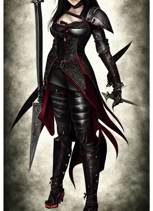Image similar to full - body portrait, female vampire knight holding a large greatsword, lean and muscular, flying, kickboxing foot wraps, heavy plate armor, historical armor, metal mask, enchanting, elegant, seductive, smiling, ghostblade, wlop, modern fantasy, realistic proportions.