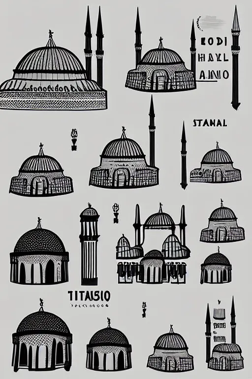 Image similar to minimalist boho style art of istanbul, illustration, vector art