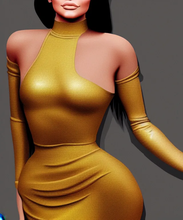 Image similar to Kylie Jenner in a shiny golden dress, highly detailed, digital painting, artstation, concept art, smooth, sharp focus, illustration, ArtStation