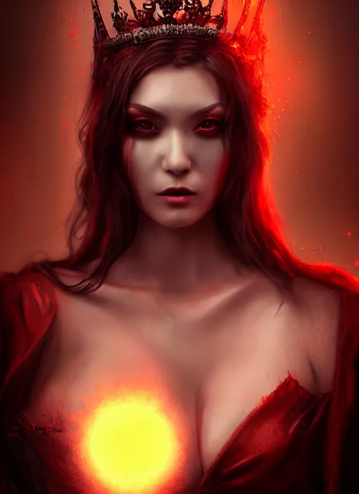 Prompt: beautiful full body portrait vampire queen highly detailed CGsociety subtle enchanting alluring blood magical concept art HDR hyper realistic volumetric lighting subsurface scattering unreal