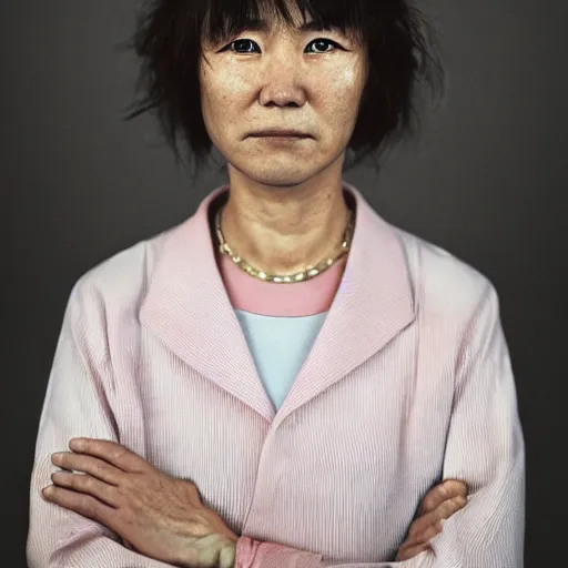 Prompt: a professional photo of Chihiro Fujisaki, portrait by Annie Leibovitz