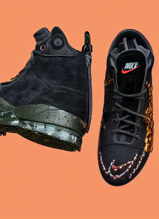 Image similar to hyperrealistic and heavy detailed nike shoe of travis scott, leica sl 2 5 0 mm, vivid color, high quality, high textured, real life