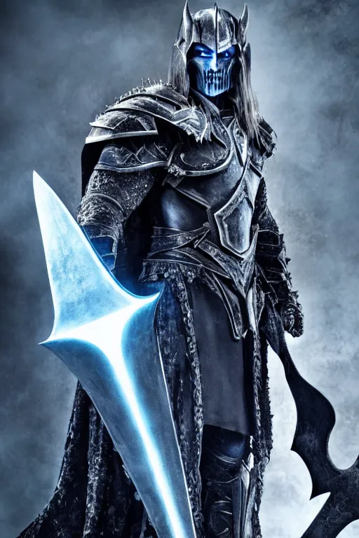 Image similar to Henry Cavill as Arthas Menethil, death knight, promo shoot, studio lighting