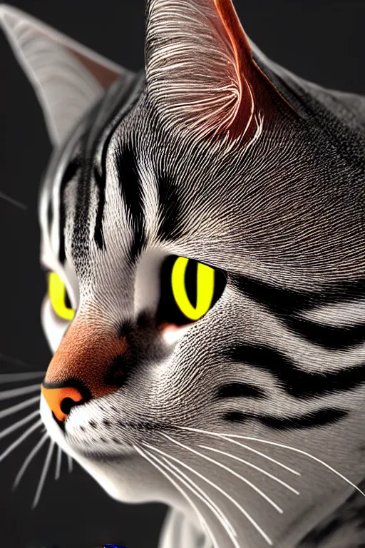 Image similar to perfectly - centered coiled cat portrait, unreal engine 5, photorealism, hd quality, 8 k resolution, cinema 4 d, hdr dramatic cinematic lighting