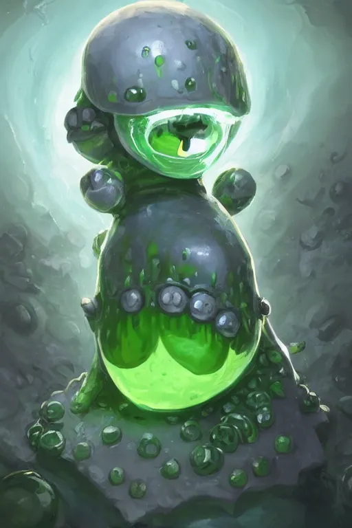 Image similar to cute anthropomorphic green slime jelly knight wearing a cape, tiny, small, miniature slime goo , baby slime jelly, short, pale blue armor, cute and adorable, pretty, beautiful, DnD character art portrait, matte fantasy painting, DeviantArt Artstation, by Jason Felix by Steve Argyle by Tyler Jacobson by Peter Mohrbacher, cinematic lighting