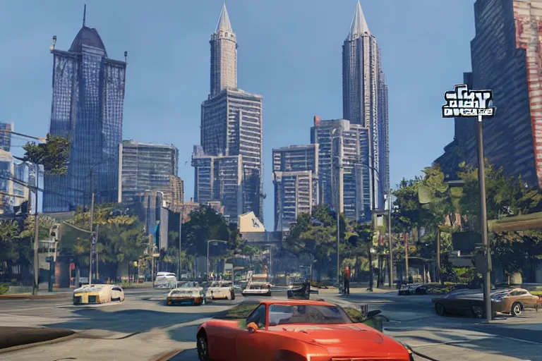 Image similar to Concept Art of Grand Theft Auto 6: Atlanta, for ps5, Highly Detailed, Unreal engine 5, HD, 8k, GTX 3090, 🔥 😎 🕹️ 👀