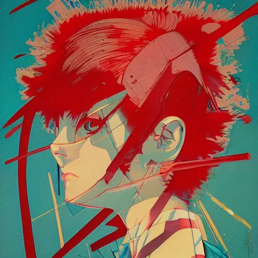 Image similar to prompt : soviet punk portrait soft light painted by james jean and katsuhiro otomo and erik jones, inspired by akira anime, smooth face feature, intricate oil painting, high detail illustration, sharp high detail, manga and anime 1 9 9 9