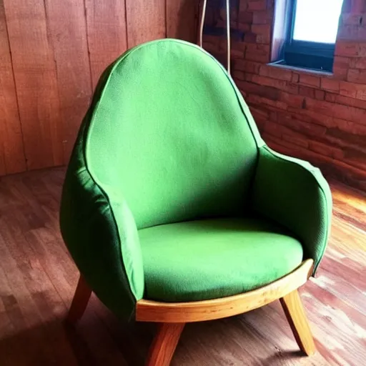 Image similar to an armchair in the shape of an avocado