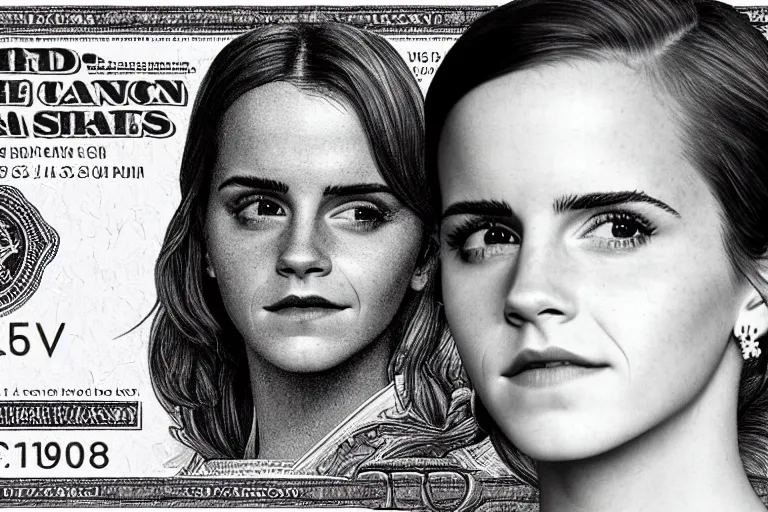 Image similar to emma watson on the american dollar bill