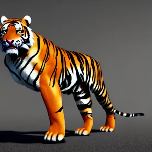 Image similar to anthro tiger in a black suit, ultra detail, ultra realistic, unreal engine, 8 k