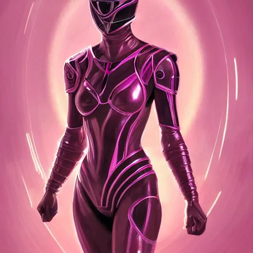 Image similar to Pink Power Ranger physically accurate, dynamic lighting, intricate, elegant, highly detailed, digital painting, artstation, HR GIGER, Hieronymus Bosch, Francis Bacon, concept art, smooth, sharp focus, illustration, art by artgerm and greg rutkowski and alphonse mucha