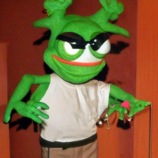 Prompt: pepe frog from the jim henson company
