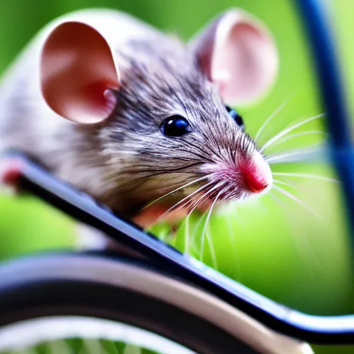 Image similar to mouse on bicycle, macro shot,