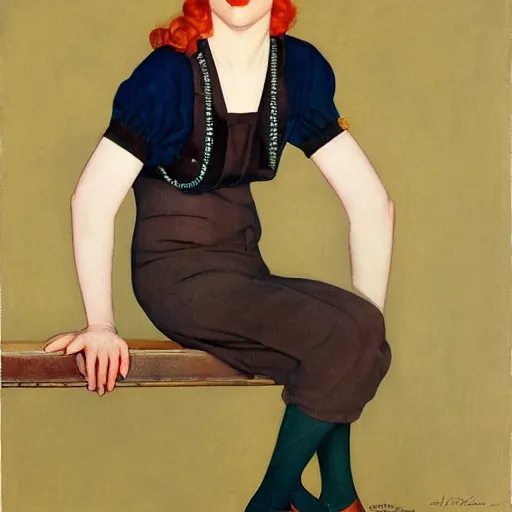 Prompt: an oil painting depicting an redhead girl, 1920s style, smooth, highly detailed, high contrast, Coles Phillips, Dean Cornwell, JC Leyendecker, 8K