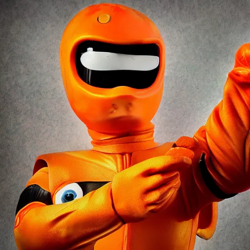 Image similar to garfield as the orange power ranger, digital photography, high detail