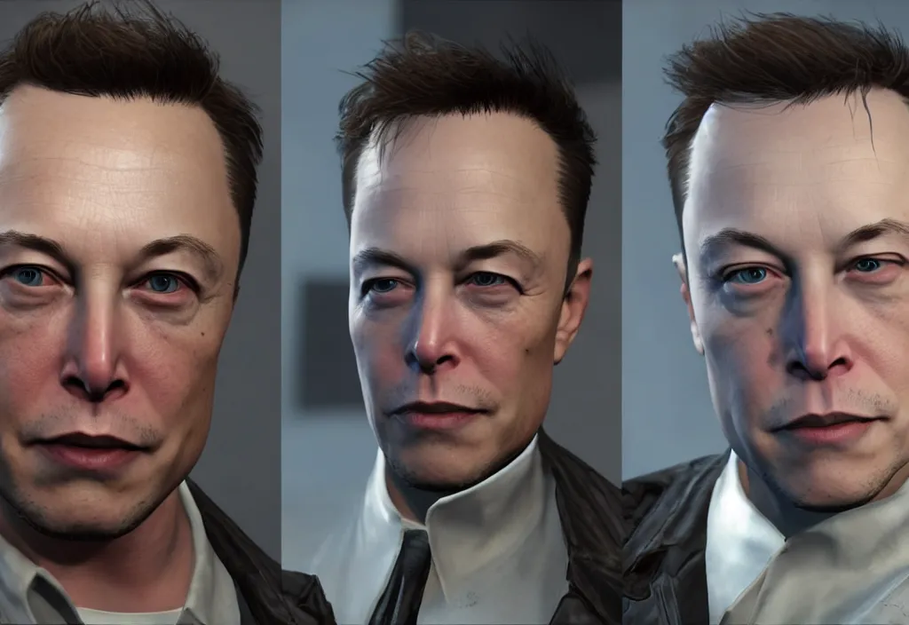 Image similar to elon musk in half life, elon musk in the video game half life, gameplay screenshot, close up, 3 d rendering. unreal engine. amazing likeness. very detailed.