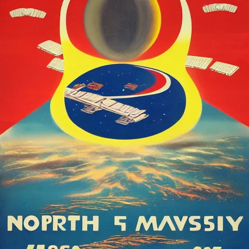 Image similar to [North Korean space mission, 1950 poster, very detailed, cinematic lighting, matte, sharp, photography]