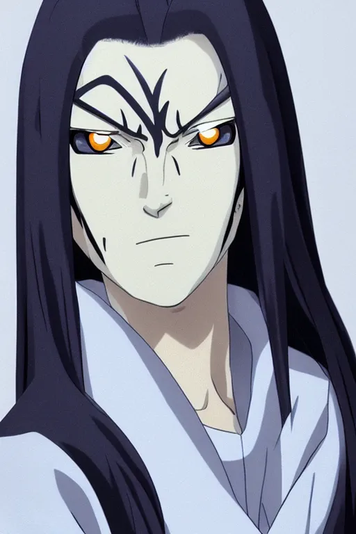 Image similar to orochimaru naruto character portrait, anime, realistic, 4 k, photo realism, perfect face