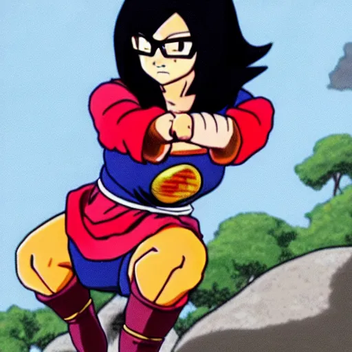 Image similar to Tina Belcher making kame hame ha in Dragon Ball Z