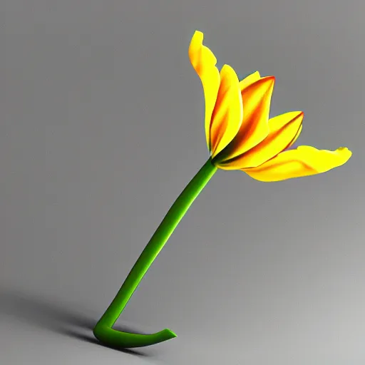 Image similar to yellow beautiful tulip growing from a pizza, 8 k, 3 d render