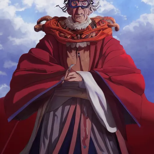 Prompt: portrait of hector salamanca as the master of the red wind elements, anime fantasy illustration by tomoyuki yamasaki, kyoto studio, madhouse, ufotable, trending on artstation